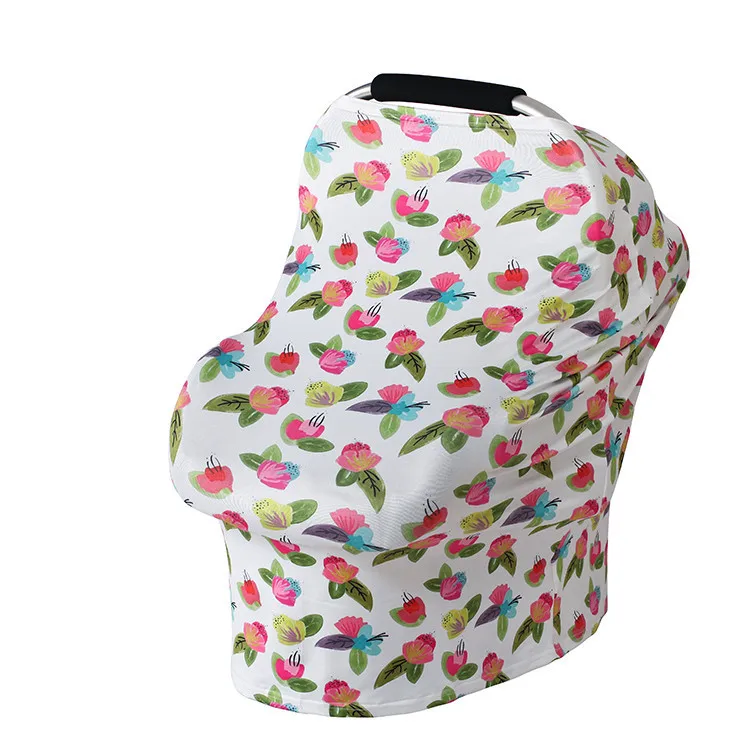 Multi-Use Stretchy Newborn Infant Nursing Cover Baby Car Seat FLOWER Cart Canopy 