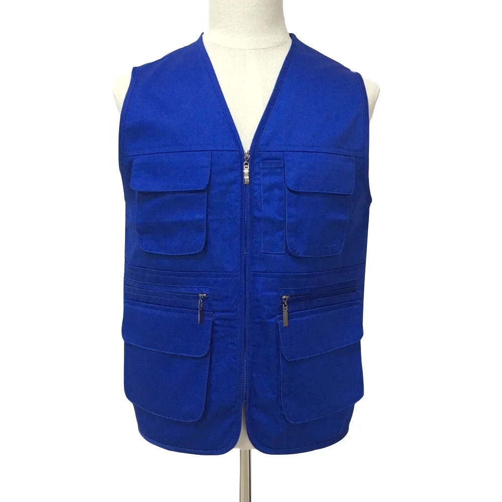 Polyester Cotton Blue Waistcoat Multi 