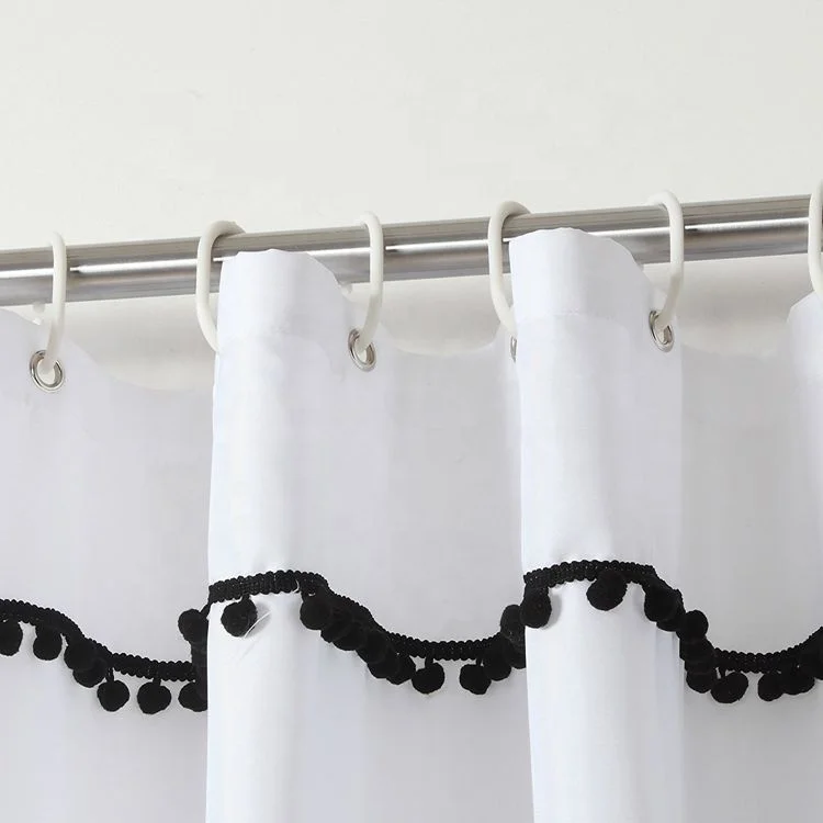 100 Polyester Black And White Bathroom Sets Wholesale Shower Curtain With Tassel Buy Wholesale Shower Curtains Black And White Shower Curtain 100 Polyester Shower Curtain Product On Alibaba Com