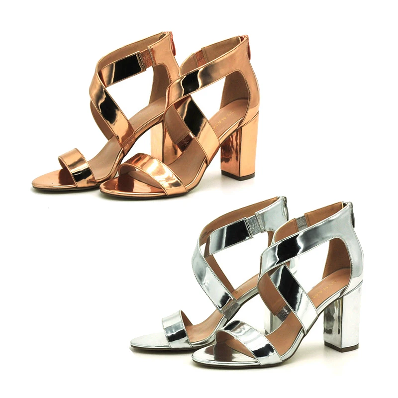 chunky heel rose gold shoes