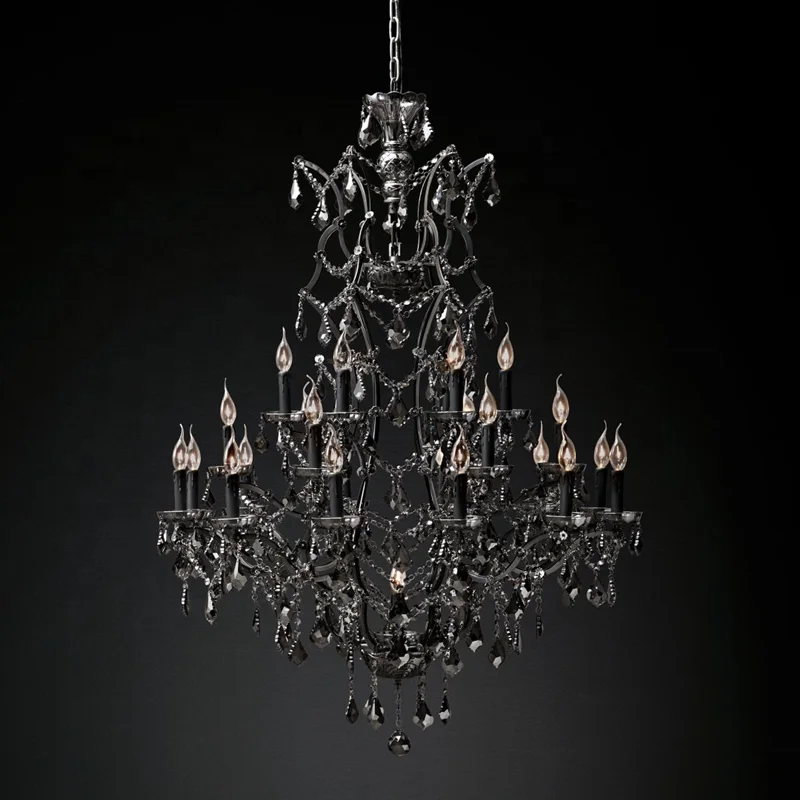 Luxury Custom Black Crystal Chandelier E14 E12 Chandelier Lighting For Hotel Villa