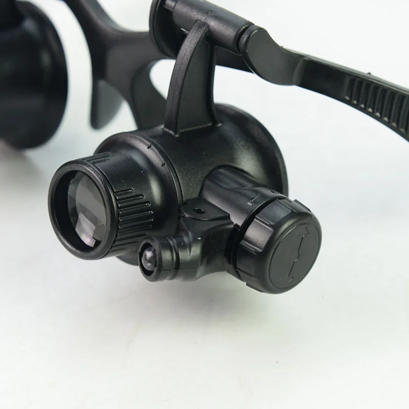 Jam tangan kaca pembesar, teropong lup 10X 20X dengan lampu LED with