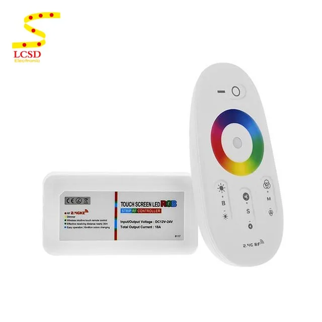 RGB LED Controler RF Touch Screen 2.4G DC12-24V 18A 24A Remote Controller RGBW 