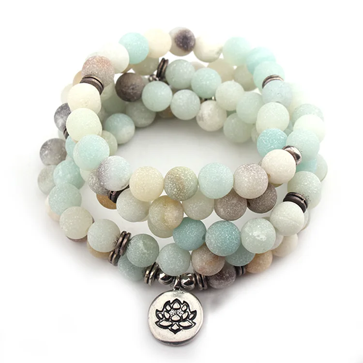 High Quality Natural Stone Beads Bracelet Necklace 108 Matte Amazonite Lotus Pendant Beads Bracelet Necklace Buy Beads Bracelet 108 Beads Bracelet Amazonite Bracelet Product On Alibaba Com