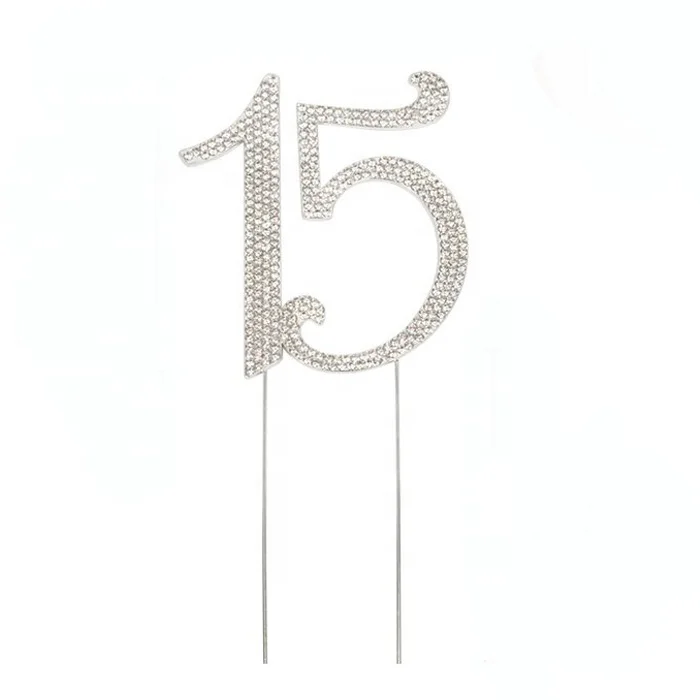 Kit Decorazione Torta 15° Compleanno: Topper Glitterato + Spruzzi Scegli Colore (Oro, 14 Varianti)