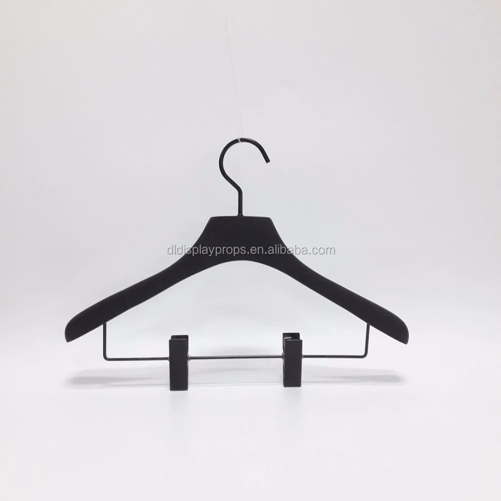 DL1380W рубашка одежды и отель использовать роскошную одежду деревянные вешалка и резиновое покрытие вешалка для костюма