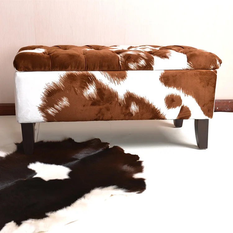 Faux Leather Rectangle Storage Ottoman with Padded Seat Storage Bench