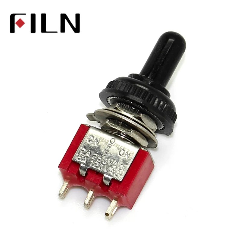 10Pcs 125V 6A ON/OFF/ON 3 Position SPDT Toggle Switch w Waterproof Cover Cap 