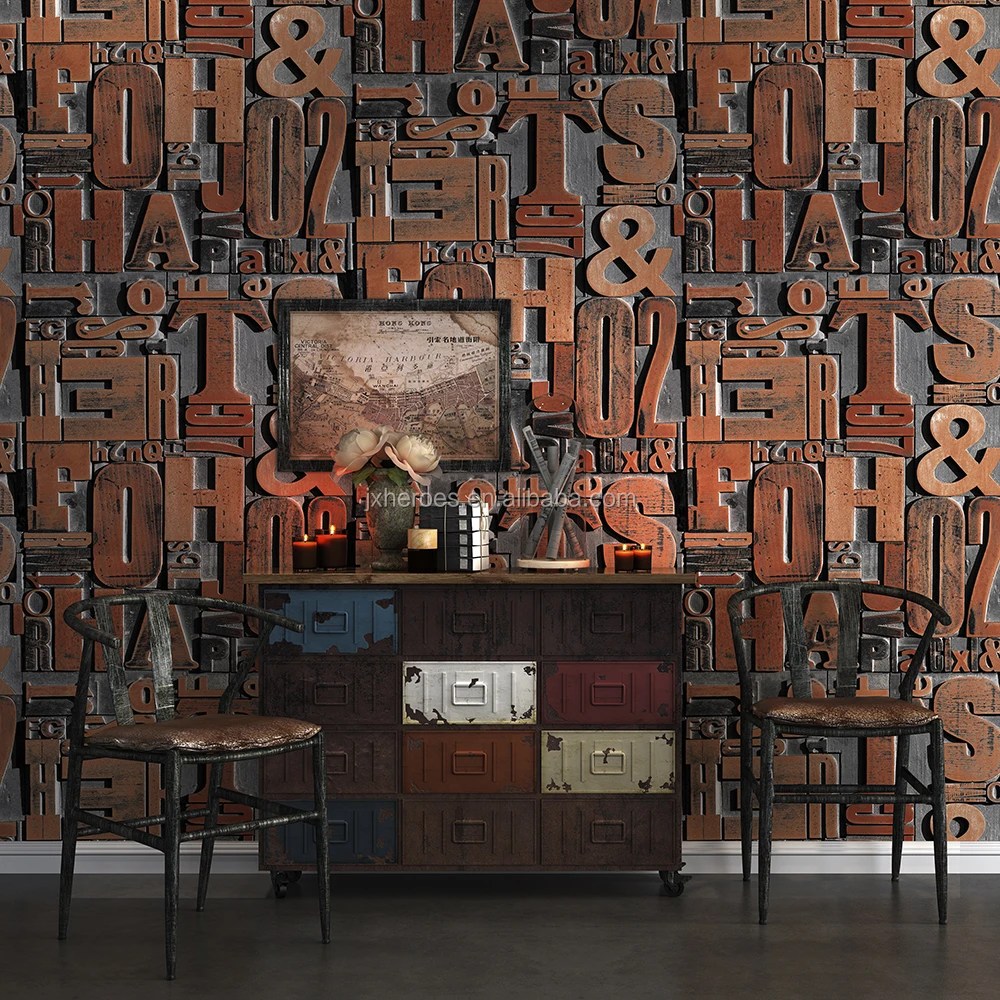 Modern Industrial Style 3d Metal Alphabet Design Home Cafe Wallpaper Buy 3d Wallpaper Home Wallpaper Cafe Wallpaper Product On Alibaba Com