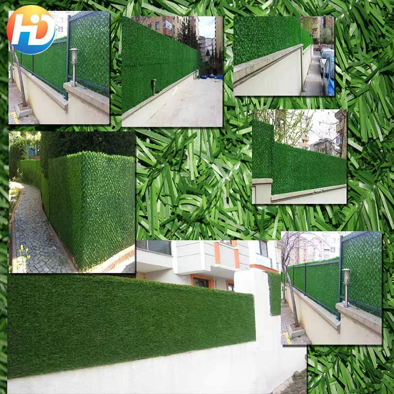 Decorative Artificial Grass Fence With Nonflammable Chain Link Fence