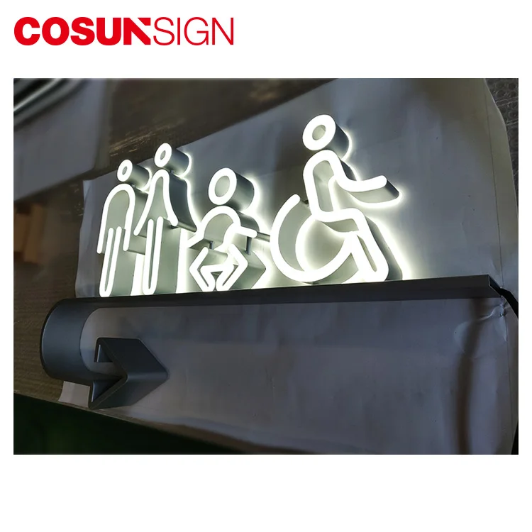 Выгравированная табличка для туалетной двери со светодиодной подсветкой