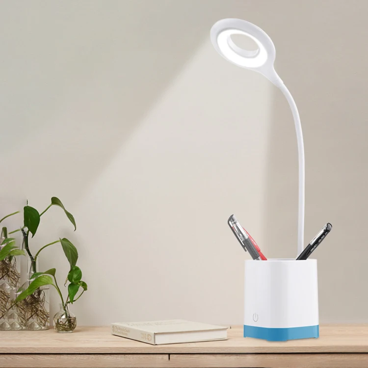 Bedroom Living Room USB Rechargeable LED Desk Lamp with Pen holder