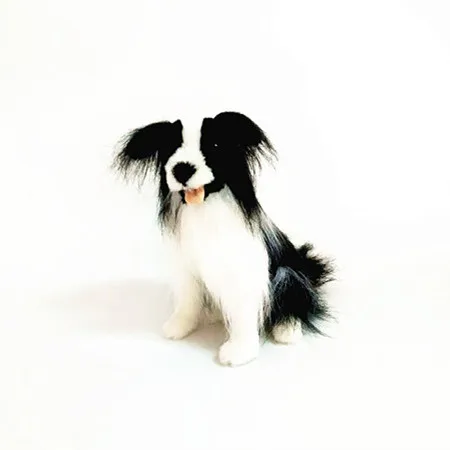 black and white papillon stuffed animal