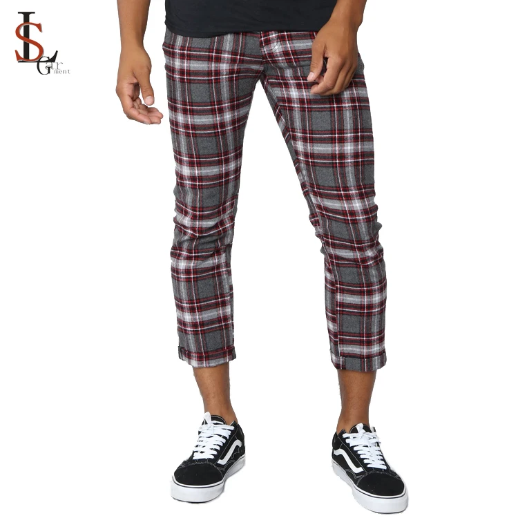 mens cotton plaid pants