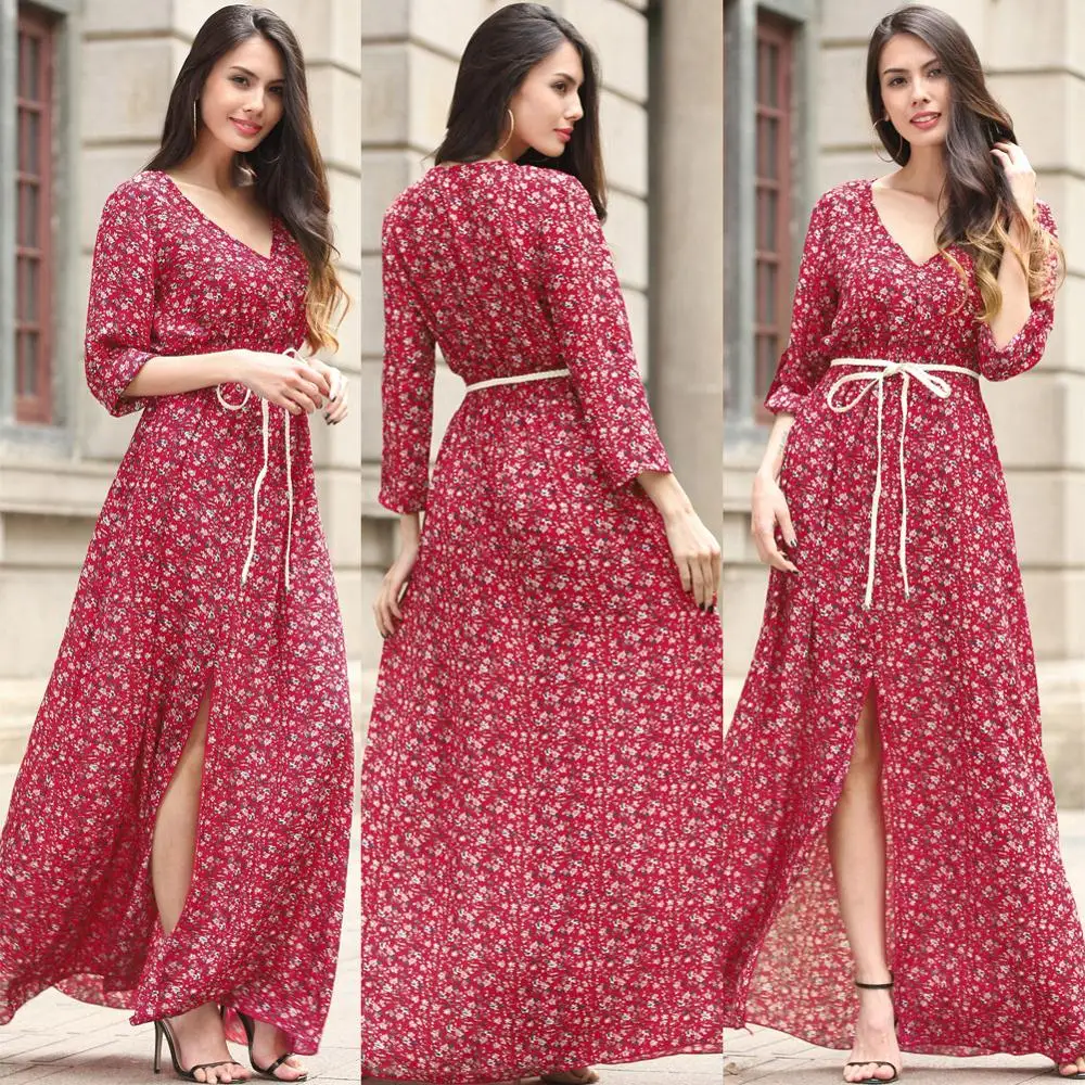 long sleeve rayon maxi dress