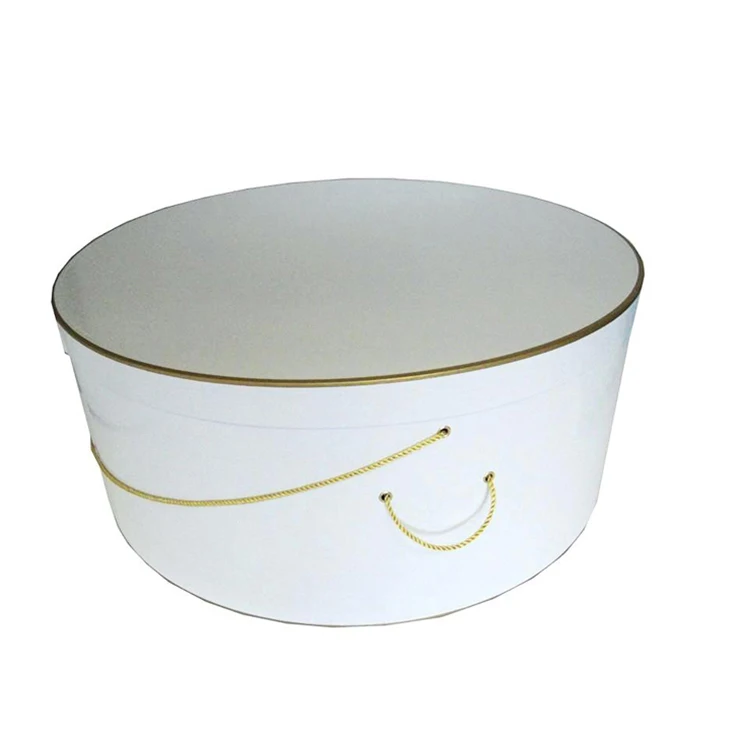 Round Hat Boxes White with Gold Trim