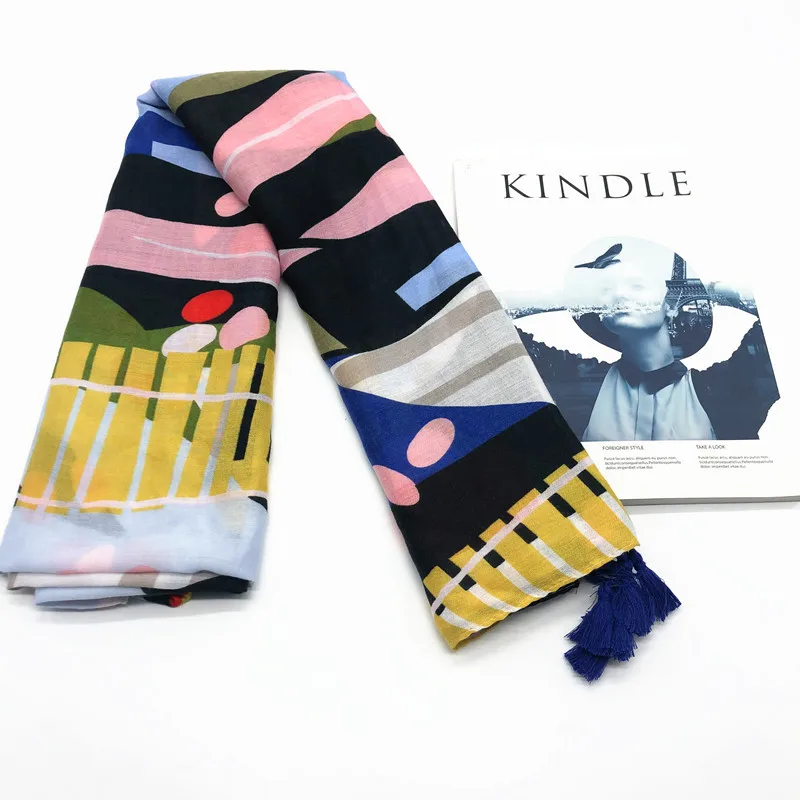 
2019 весенне-летний женский шарф с принтом, шаль-грядка 