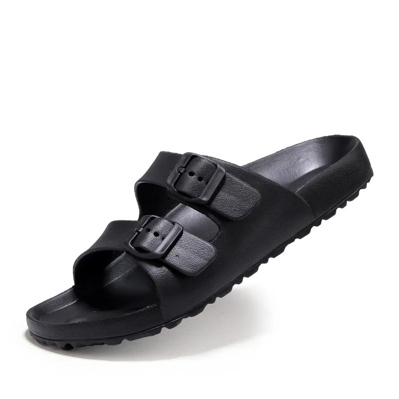 Wholesale Customized New Fashion Design Cheap PU Casual Shoes Flat Slippers Buckle Strap Cork Sole Sandals Men