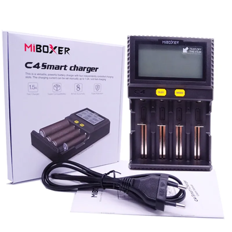 Newest Miboxer C4 Plus LCD Smart Battery Charger for  18650 14500 26650 21700 AAA Batteries