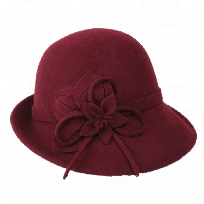 Vintage Felt Cloche Bucket Bowler Hat - Winter Women