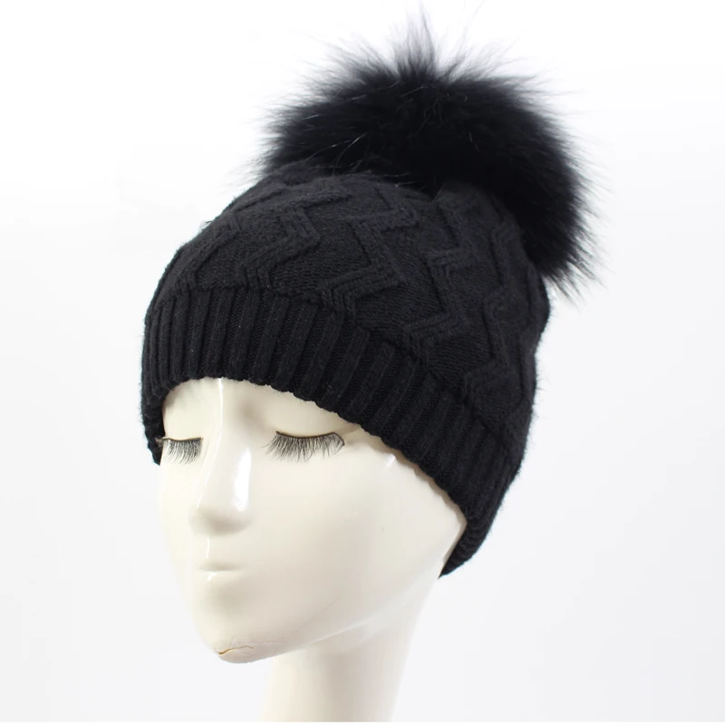 designer bobble hats with fur pom pom