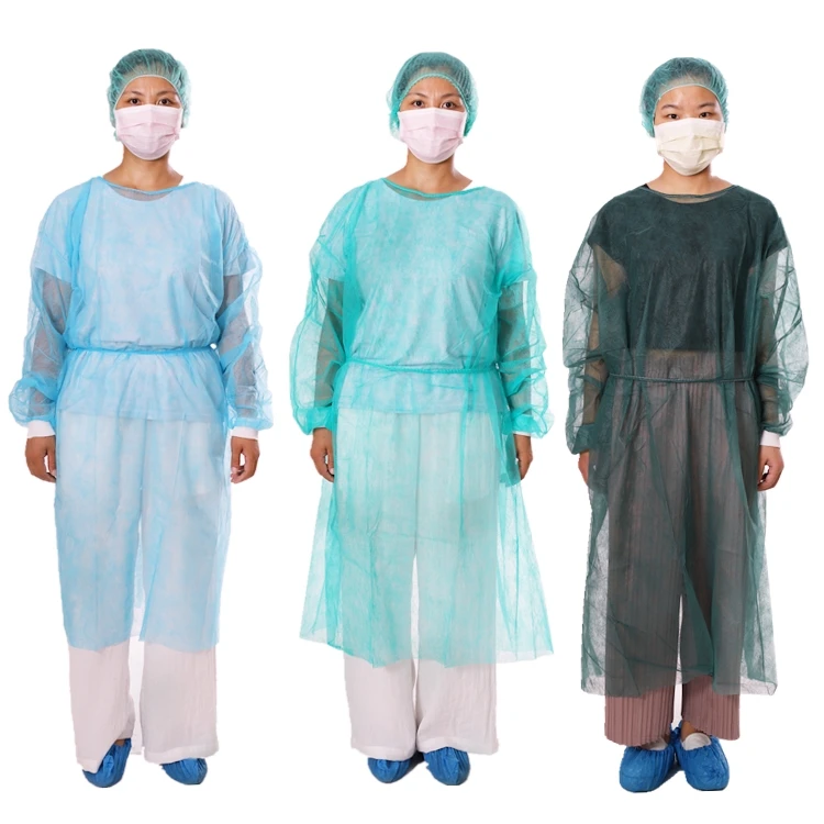 
Disposable PP/SMS/PP+PE Non-woven Doctor Gown With Elastic/Knit Cuff 