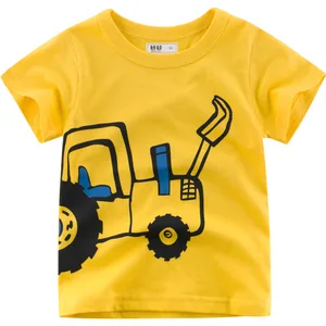 Fancy Kids T-shirt with Car Design Yellow Round Collar Hot Style