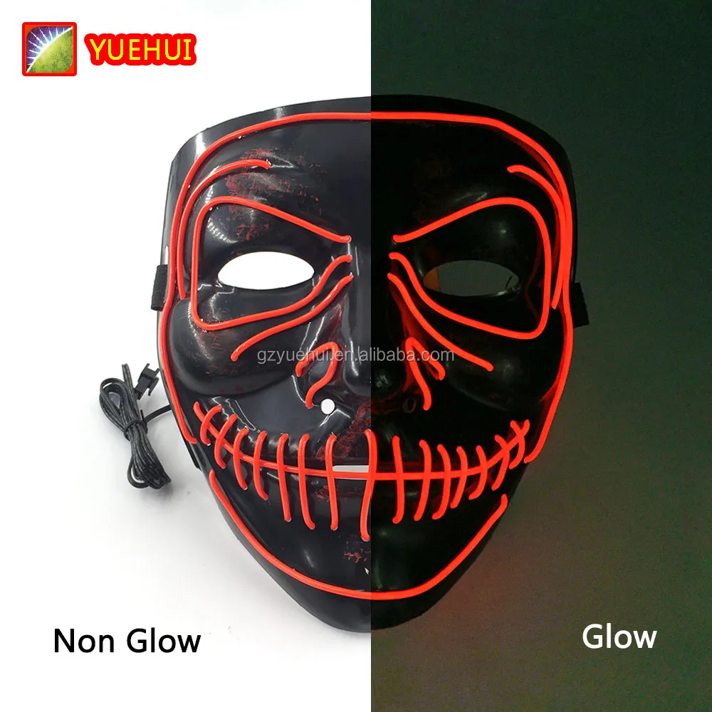 3 tipos de modos de luz Cubierta facial Máscara luminosa divertida y luminosa para juegos de rol de Halloween Fiestas de carnaval de Pascua Clubes Fiestas de Máscara brillante de Halloween LED 