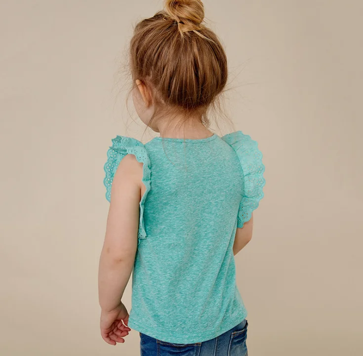 
Летние рубашки для девочек с рукавами-бабочками и вышивкой 