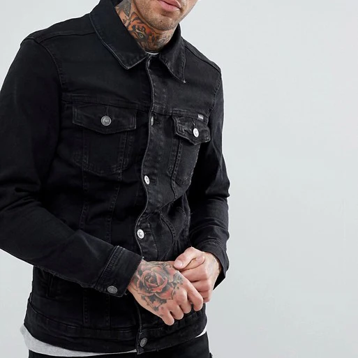 2018 г. модные черные и пуговицы джинсовая куртка-бомбер для Менвит заводская цена