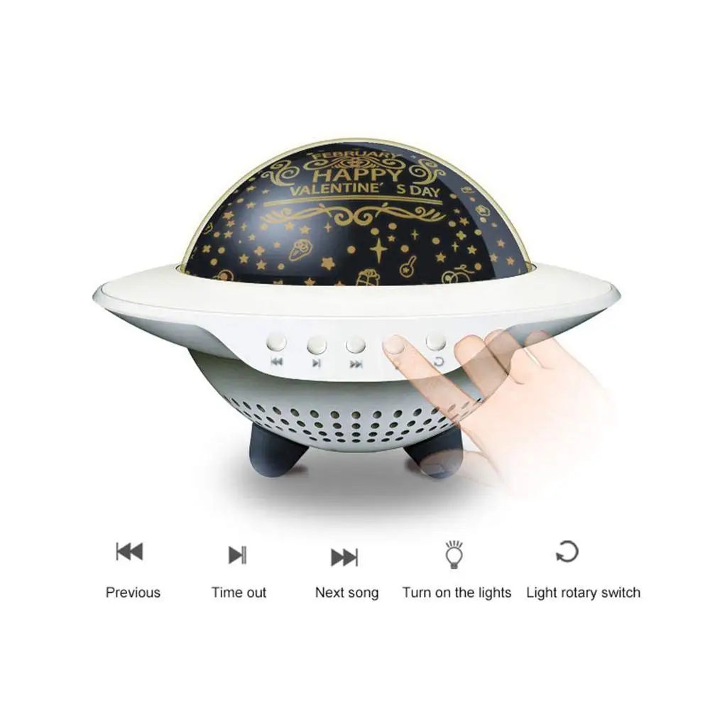 2019 Newest Remote Control UFO Shape Starry Night Light Projector with Blue Tooth Rotation Star Sky Night Light