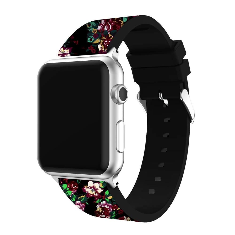 Силиконовые часы ремешок для apple watch, Сад Стиль Силиконовый сменный ремешок для iwatch, ремешок для часов