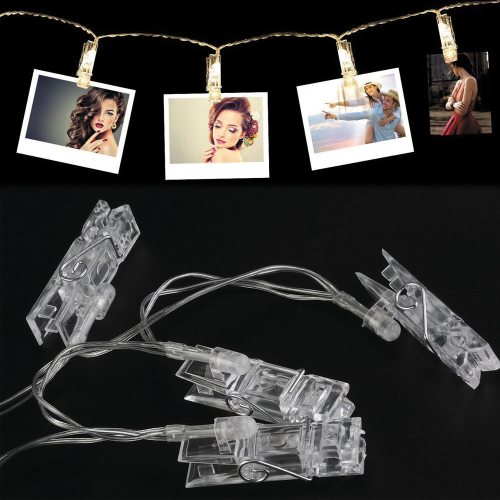 Светодиодная гирлянда с зажимом для фотографий питание от USB/аккумулятора сказочные мерцающие огни украшения свадьбы вечеринки Рождества дома подвесные