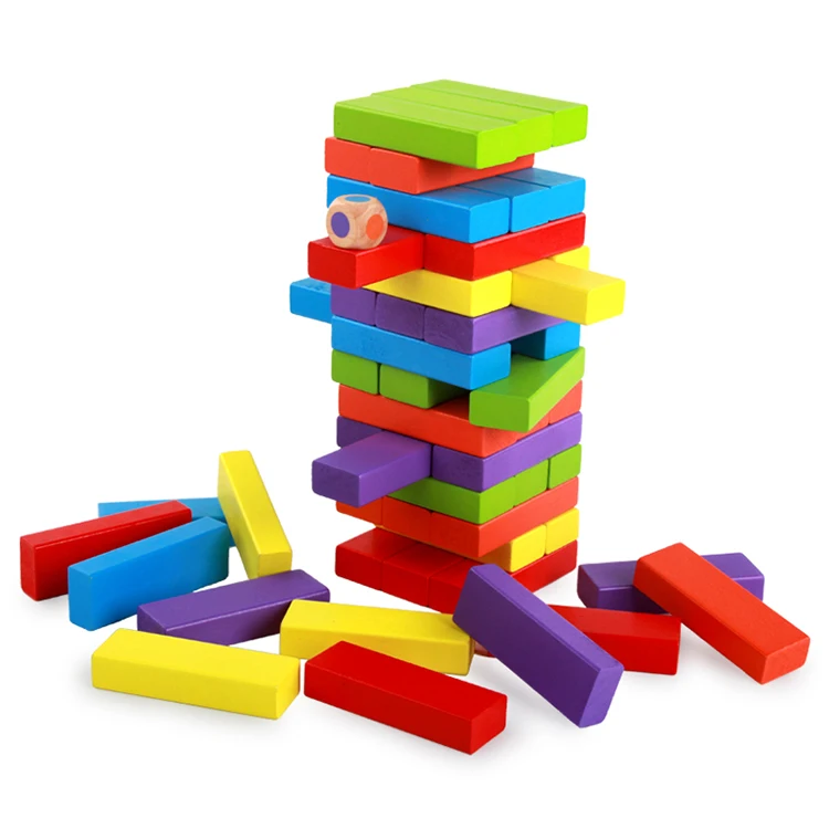 Wholesale Colorful Desktop Games Building Toys Wooden Blocks Stacking Game