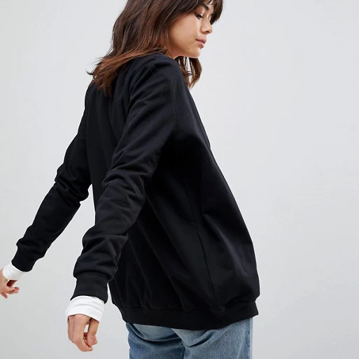 Женские обычные черный 100% хлопок на молнии куртка-бомбер с высоким качеством