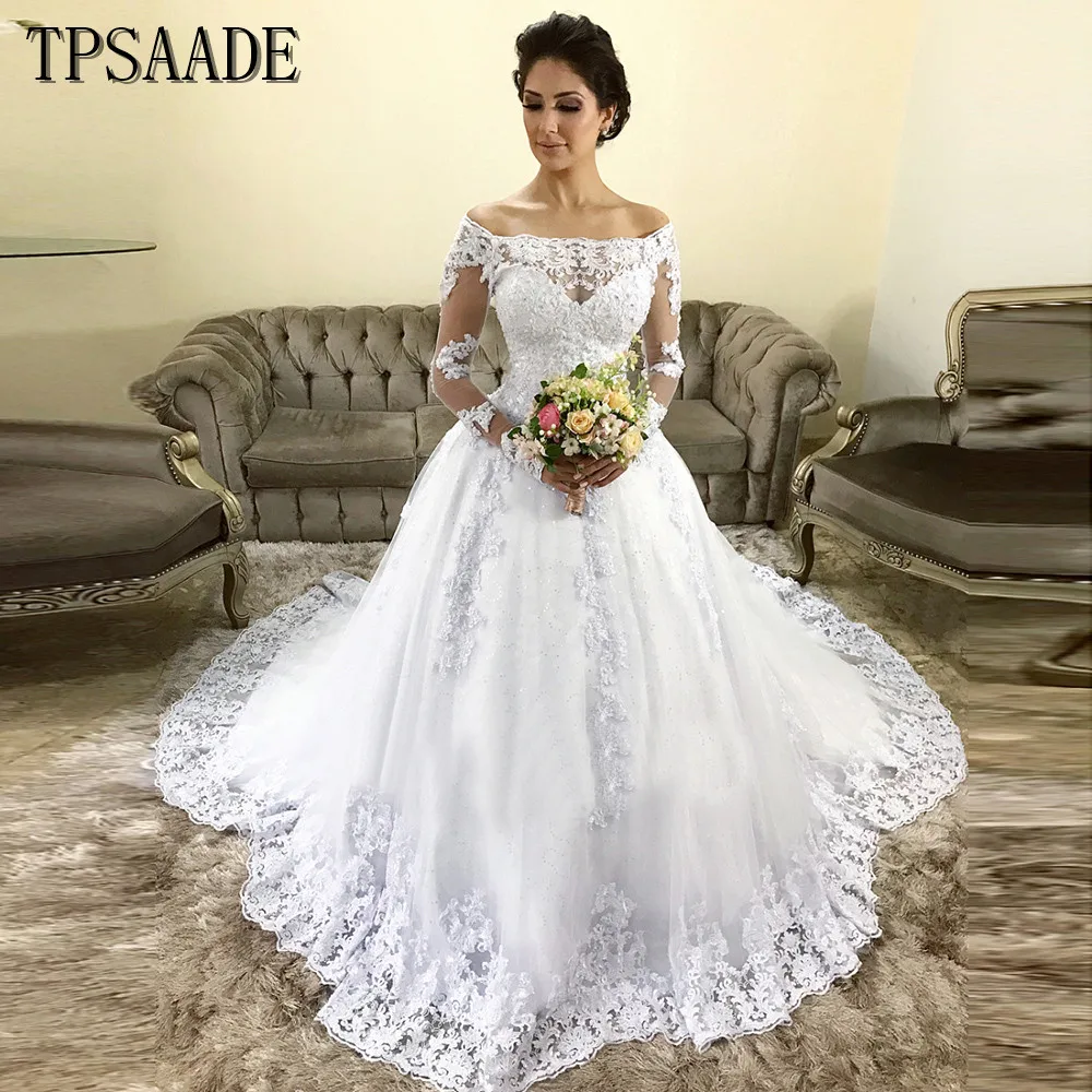 illusion off the shoulder wedding dress