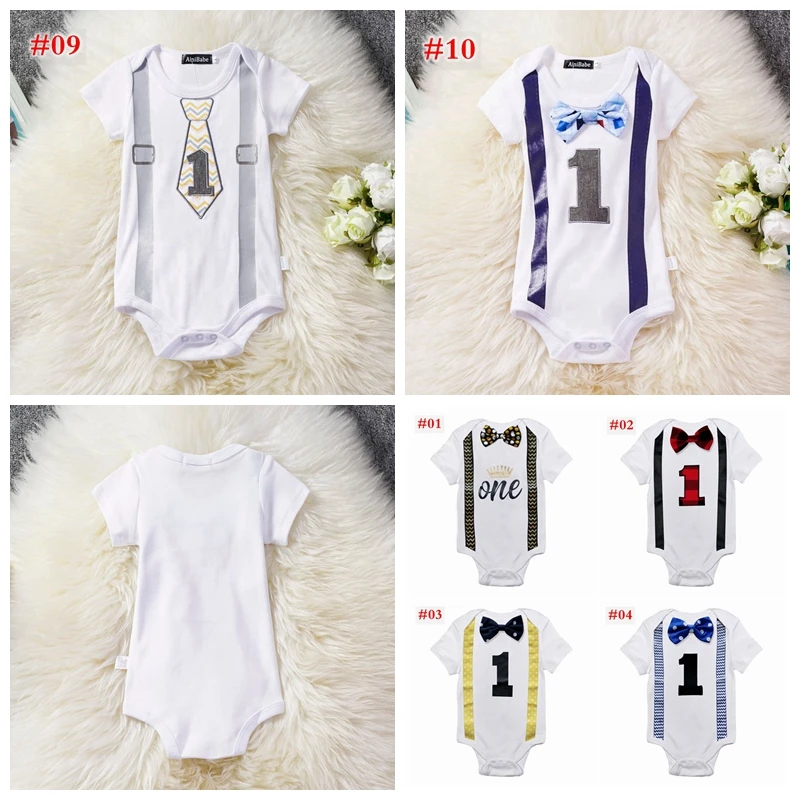 1St ко дню рождения для маленьких мальчиков украшения комбинезон для маленького мальчика наряд для вечеринок эксклюзивная одежда для малышей хлопковый комбинезон для маленьких мальчиков, боди