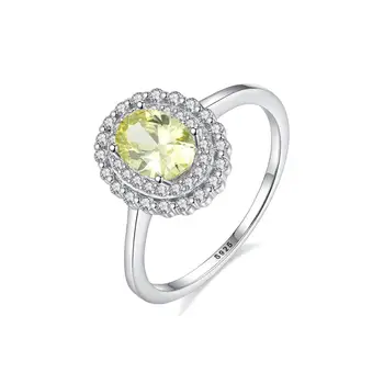 CZCITY Women 925 Sterling Silver Anillos Princess Diana William Kate Middleton's Natural Yellow Topaz Engagement Ring