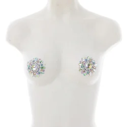 Wholesale Custom Adhesive Crystal Sexy Ladies Boobs Nipple Cover Pasties for Rave Festival
