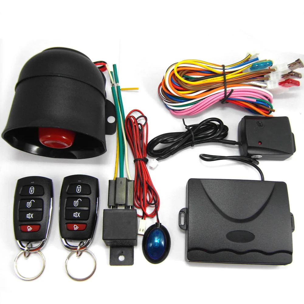 Sistema di sicurezza per veicoli Allarme per auto Protezione antifurto universale Allarme per auto Sistema di protezione per la sicurezza Ingresso senza chiave con 2 telecomandi Sirena 