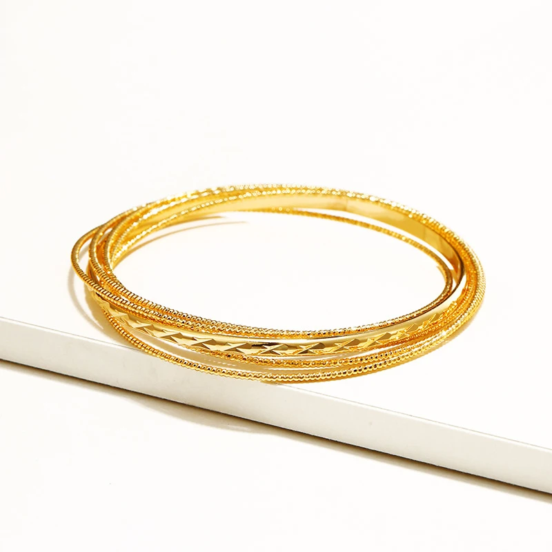 AW9032701 Xuping 24K Gold Color Fashion Multilayer Metal Bangle