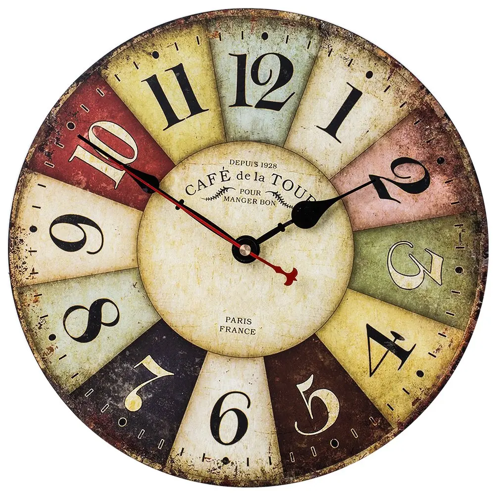 14 Home Decor Large Retro Roman Numerals Art Colorful Wooden Wall Clock Buy Colorful Wall Clock