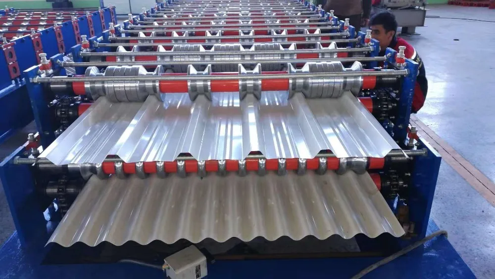 High-quality Mobile Trailer Double Deck Roll Forming Machine Roof Panels Color Steel Glazed Forming Making   Machine