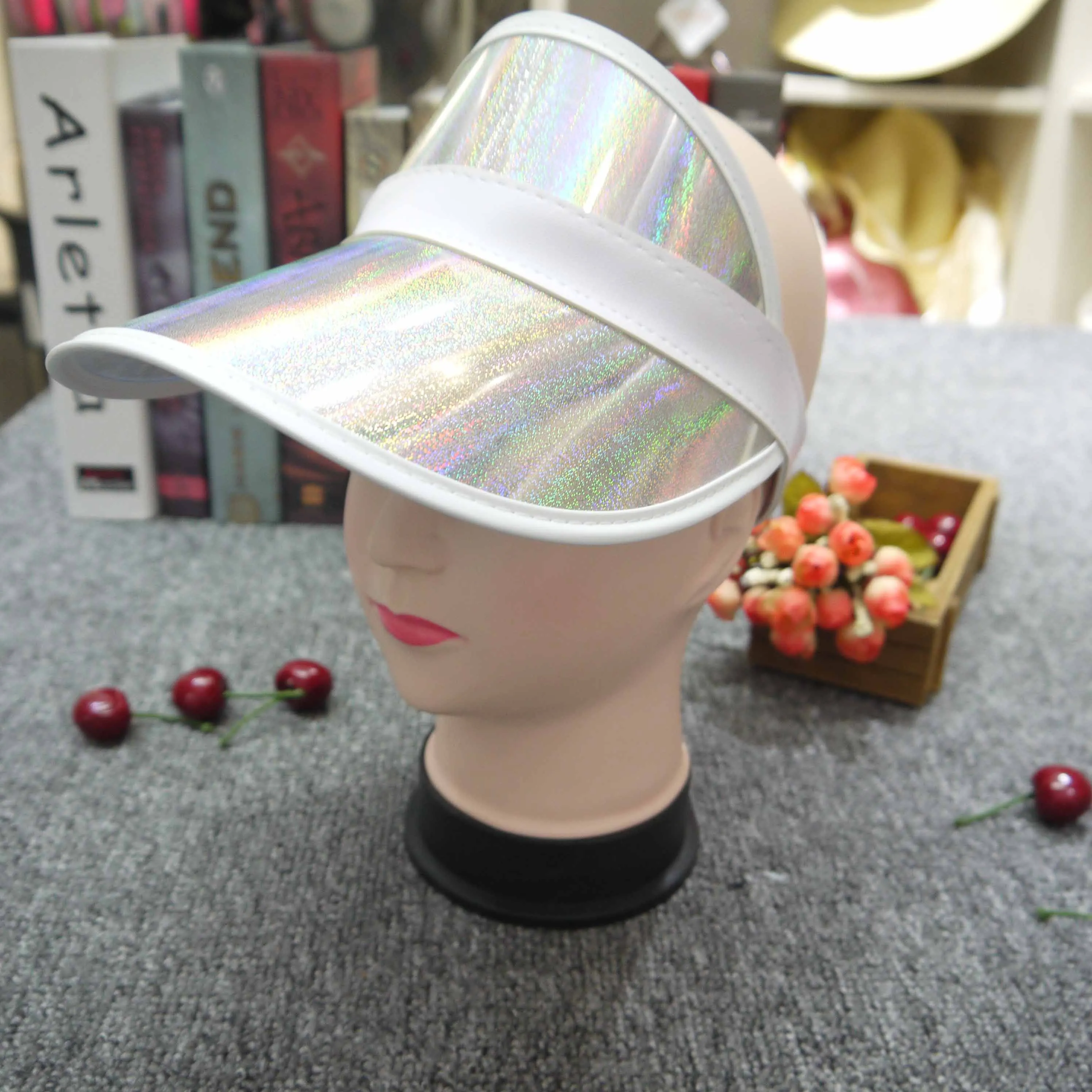 Portable Plastic PVC UV Protection Sun Visor Hat High Fashionable Shining Material for Outdoor Sports Cycling Travel Daily Use