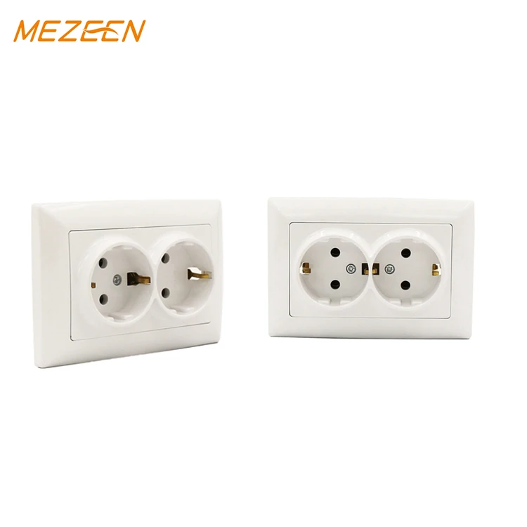 European Standard Double Schuko Socket Outlet Electric Wall F Type Socket Eu Power Plug Socket