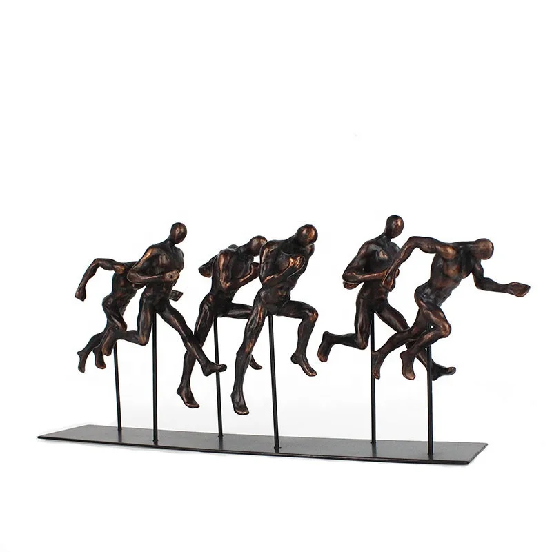 Resin six miniature free people running figure statue home decoration