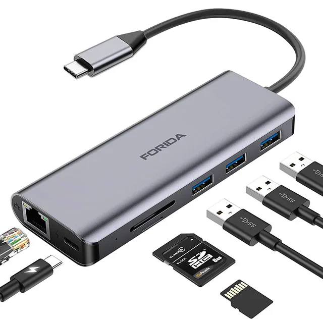 usb hub with ethernet port and sd card