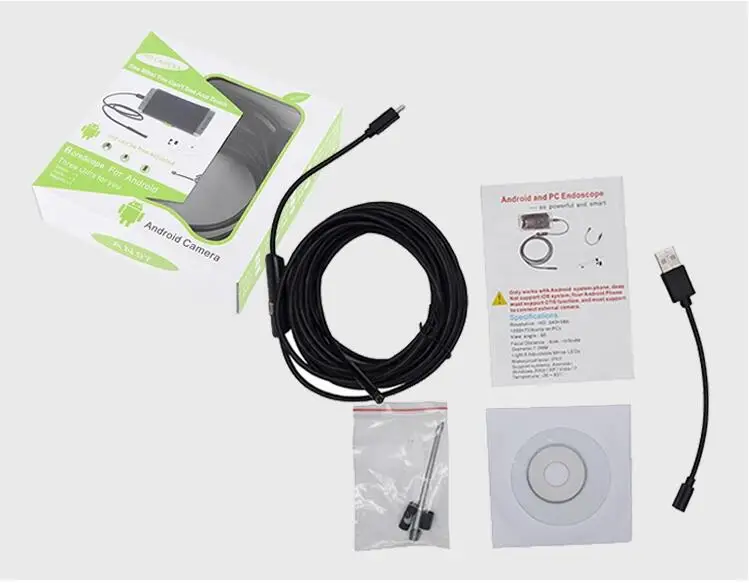 Endoscope USB 5,5 Mm - Caméra D'inspection étanche IP67 - Câble 5 M - 6 LED - Compatible Android Et PC - 3