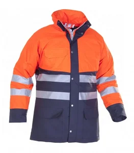 Safety Workwear Waterproof Breathable Reflective Jacket Oxford 300d with Tape