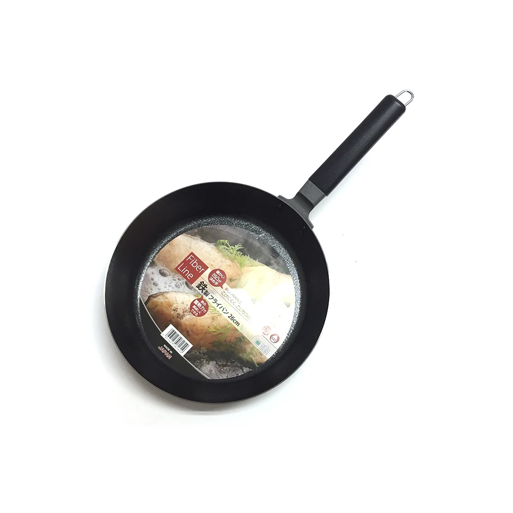 Japanese Imported Fiber Line Embossed Rust Resistant Iron Frying Wok Pan for Wholesale